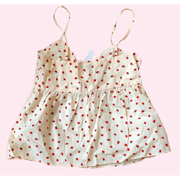 MADEWELL Cami‎ Top Baby Doll Cut Out TIE Strawberry Print sz 4 NWT - Picture 6 of 6